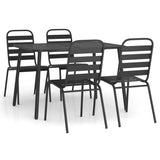 5 Piece Garden Dining Set Anthracite Steel - Front View