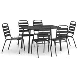7 Piece Garden Dining Set Anthracite Steel - Front View