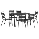 7 Piece Garden Dining Set Anthracite Steel - Side View