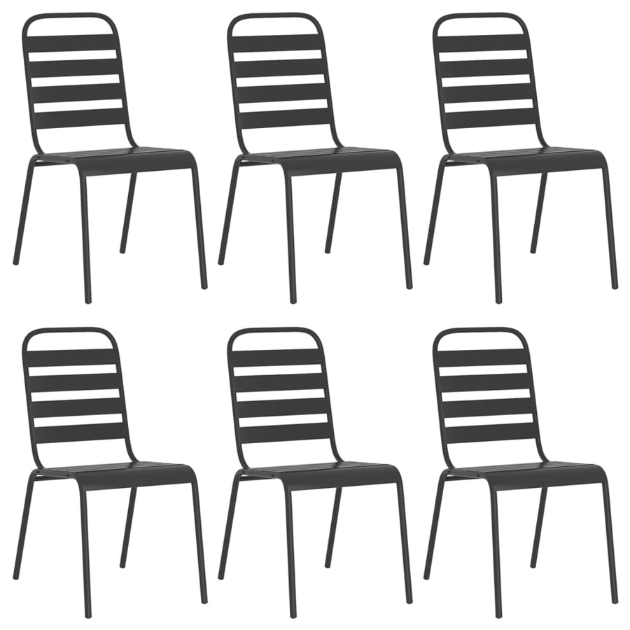 7 Piece Garden Dining Set Anthracite Steel