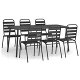 7 Piece Garden Dining Set Anthracite Steel - Front View
