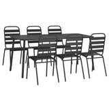 7 Piece Garden Dining Set Anthracite Steel