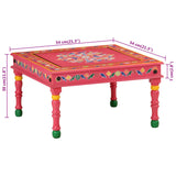 Coffee Table Pink Hand Painted Solid Wood Mango - Close-Up Angle