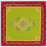 Coffee Table Green Hand Painted Solid Wood Mango - Side View