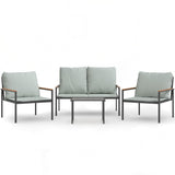 4 Piece Garden Lounge Set with Cushions Anthracite Steel
