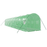 Greenhouse with Steel Frame Green 24 m² 12x2x2 m - Rear View