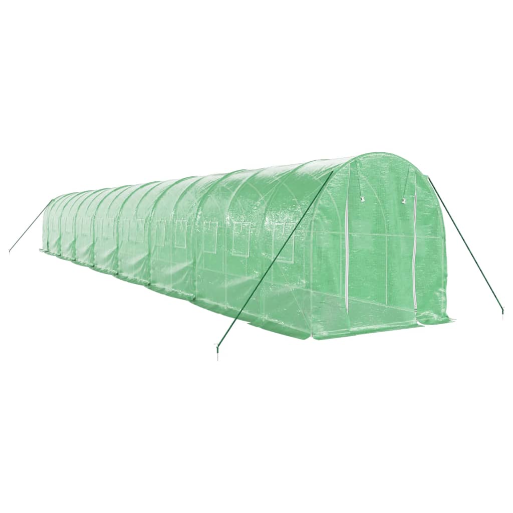 Greenhouse with Steel Frame Green 32 m? 16x2x2 m
