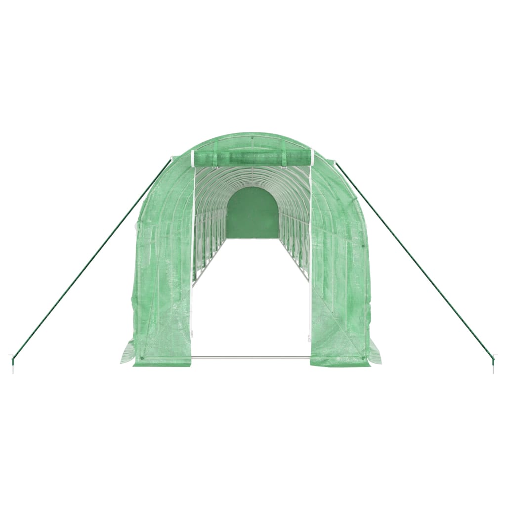 Greenhouse with Steel Frame Green 32 m? 16x2x2 m