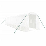 Greenhouse with Steel Frame White 20 m² 10x2x2 m - Front View