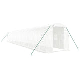 Greenhouse with Steel Frame White 28 m² 14x2x2 m - Front View