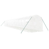 Greenhouse with Steel Frame White 32 m² 16x2x2 m - Rear View