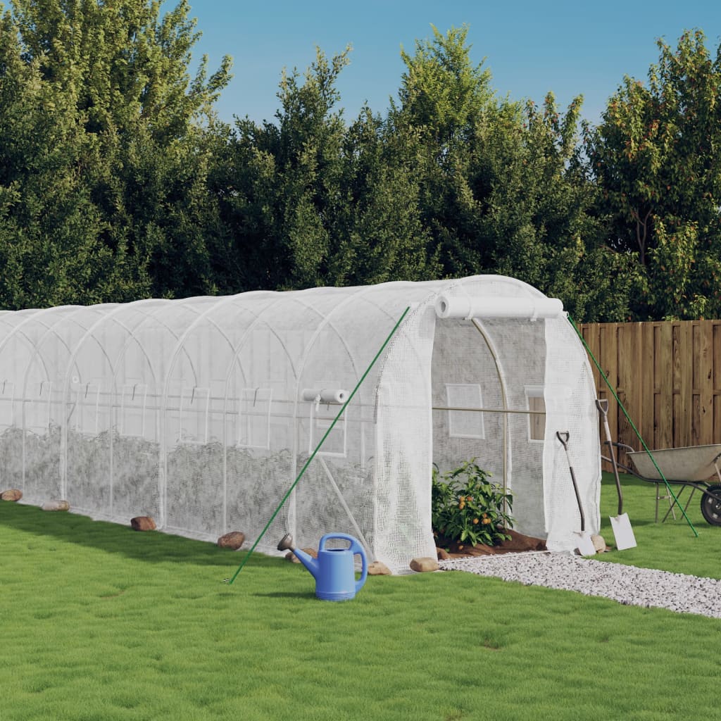 Greenhouse with Steel Frame White 44 m? 22x2x2 m