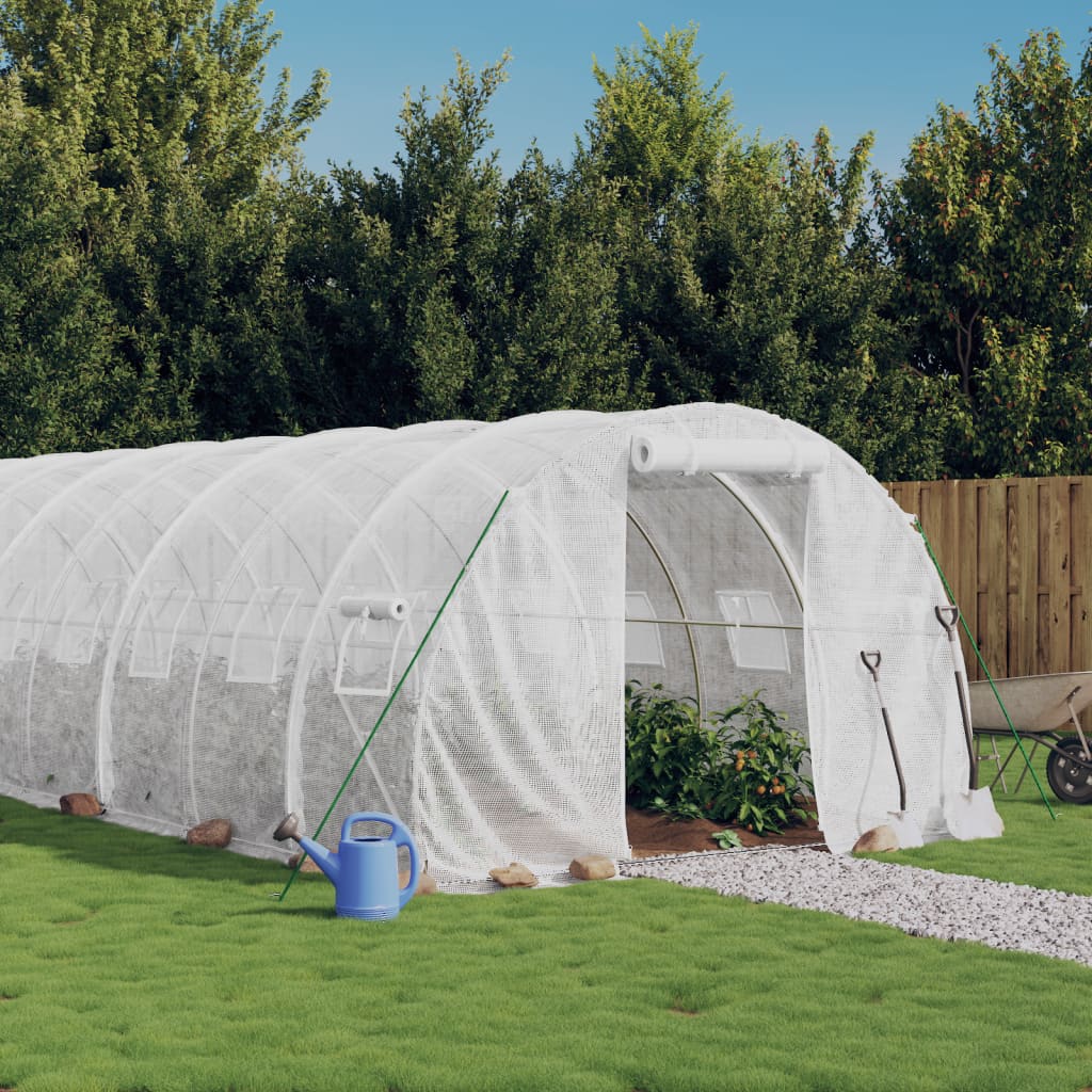 Greenhouse with Steel Frame White 36 m? 12x3x2 m
