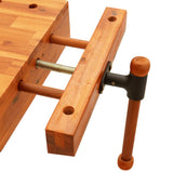 Workbench Tabletop with Vice 52x44x9.5 cm Solid Wood Acacia - Close-Up Angle