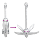 Folding Anchor Silver 4 kg Hot Dip Galvanized Cast Iron - Rear View