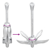 Folding Anchor Silver 8 kg Hot Dip Galvanized Cast Iron - Rear View