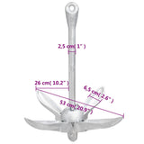 Folding Anchor Silver 8 kg Hot Dip Galvanized Cast Iron - Extra Image