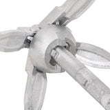 Folding Anchor with Rope Silver 0.7 kg Hot Dip Galvanized Cast Iron - Low Angle