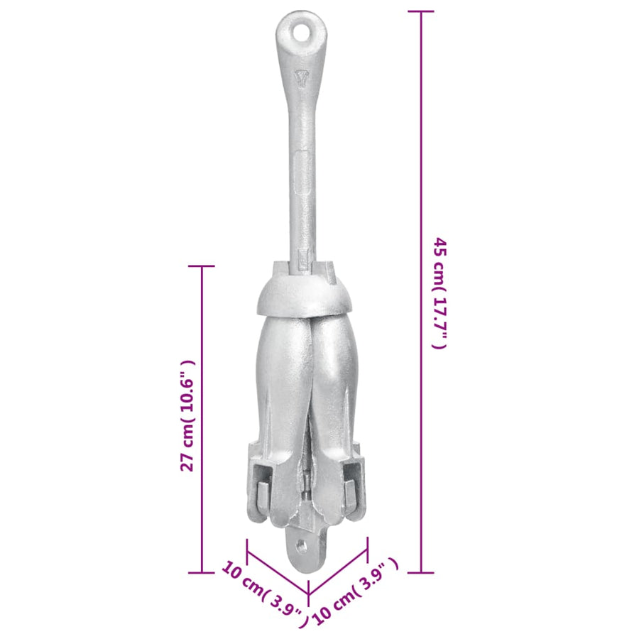 Folding Anchor with Rope Silver 4 kg