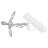 Folding Anchor with Rope Silver 8 kg Hot Dip Galvanized Cast Iron - Side View