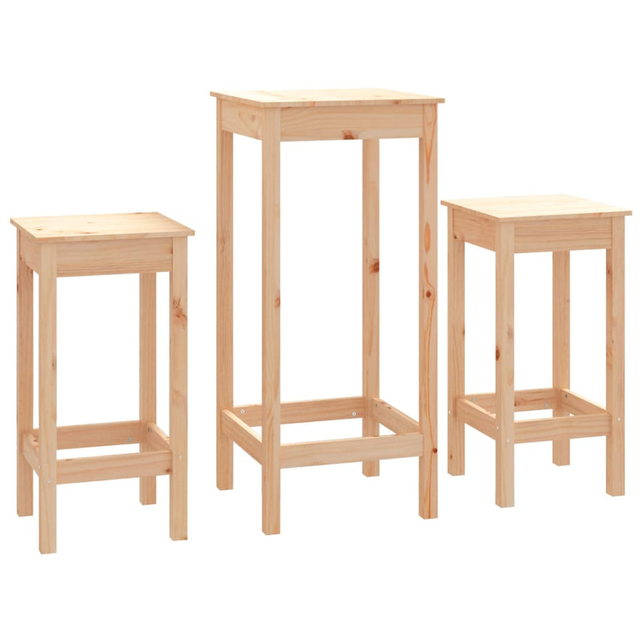 3 Piece Bar Set Solid Wood Pine