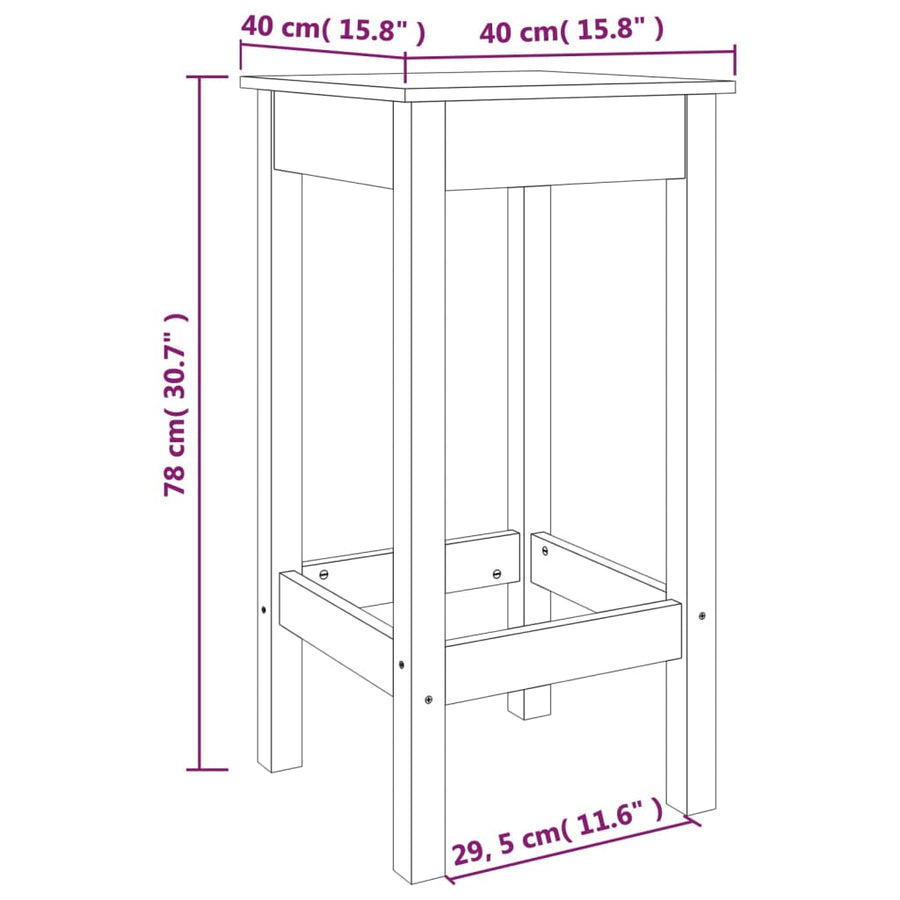 3 Piece Bar Set Solid Wood Pine