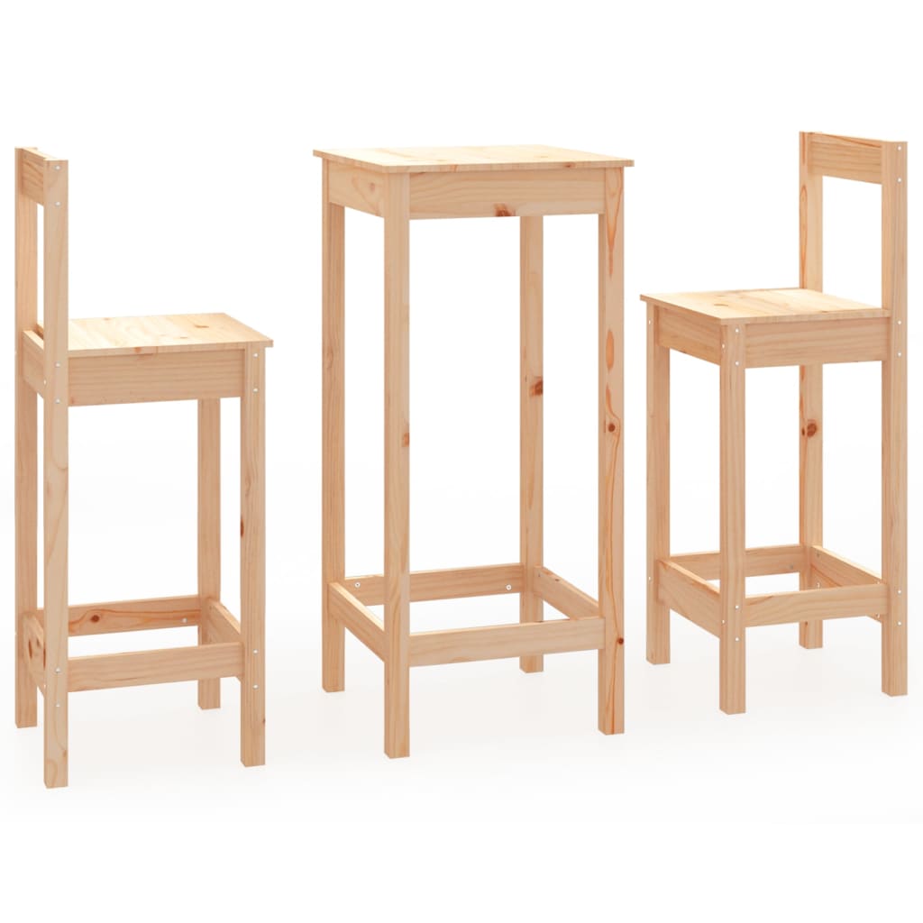 3 Piece Bar Set Solid Wood Pine