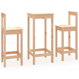 3 Piece Bar Set Solid Wood Pine - Front View