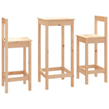 3 Piece Bar Set Solid Wood Pine - Side View
