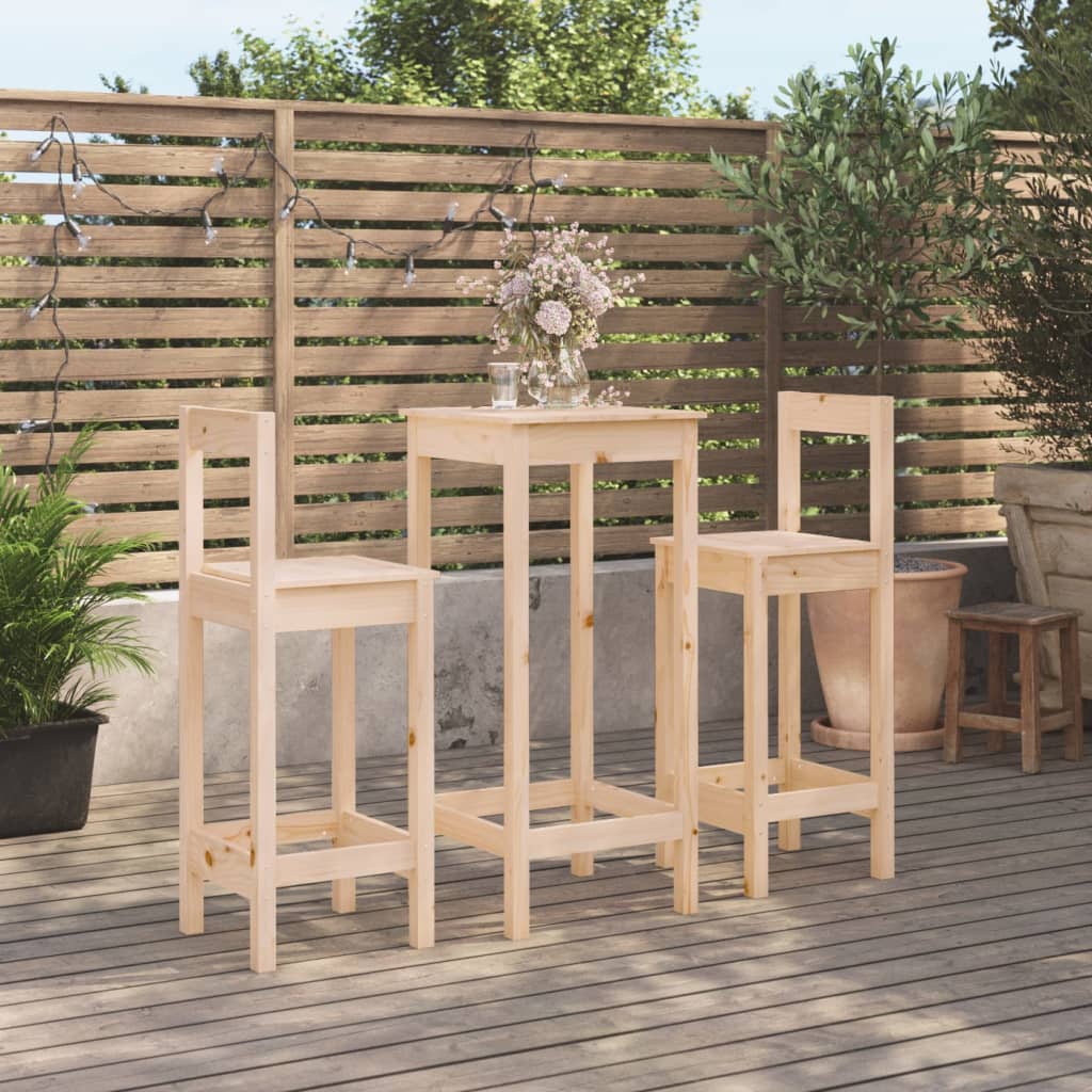 3 Piece Bar Set Solid Wood Pine
