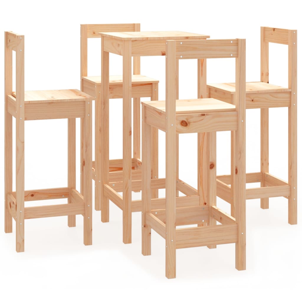 5 Piece Bar Set Solid Wood Pine