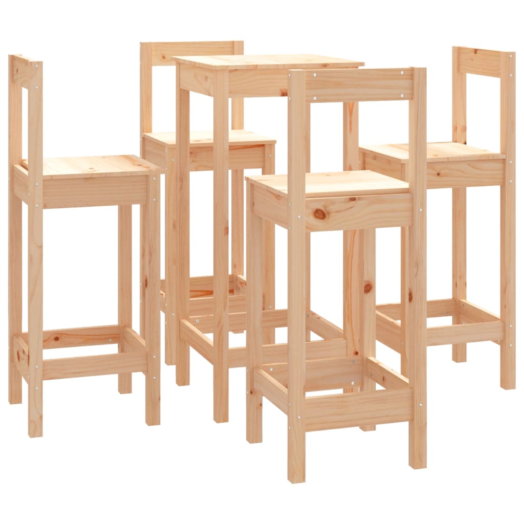 5 Piece Bar Set Solid Wood Pine