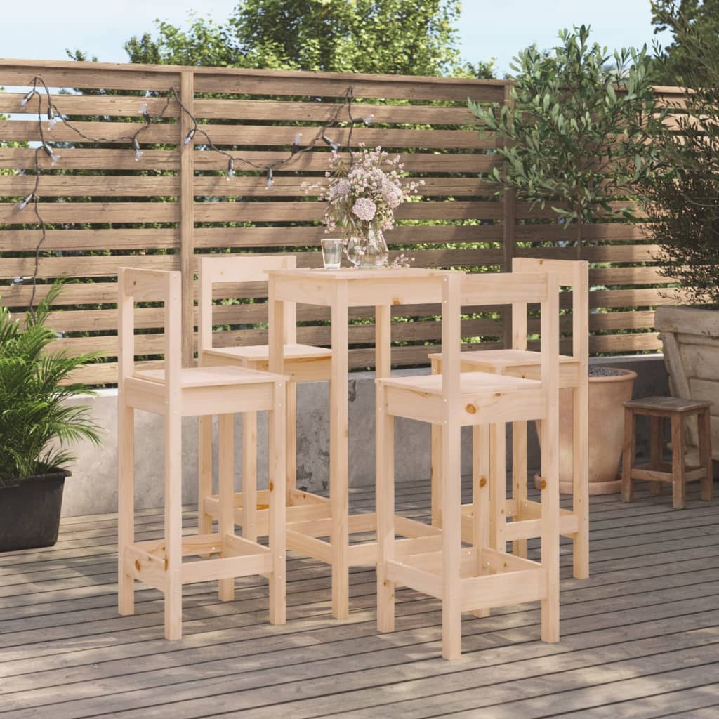 5 Piece Bar Set Solid Wood Pine