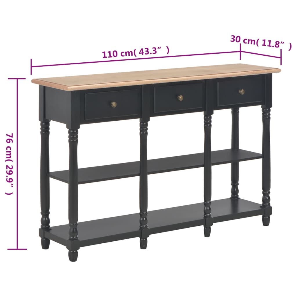 Console Table Black 110x30x76cm Engineered Wood