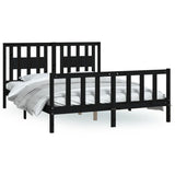 Bed Frame without Mattress Black Solid Wood Pine 150x200 cm - Front View