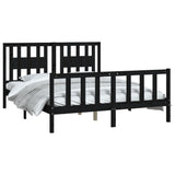 Bed Frame without Mattress Black Solid Wood Pine 150x200 cm - Side View