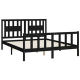 Bed Frame without Mattress Black Solid Wood Pine 150x200 cm - Top-Down View