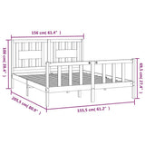Bed Frame without Mattress Black Solid Wood Pine 150x200 cm