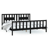 Bed Frame without Mattress Black Solid Wood Pine 183x203 cm King - Front View