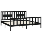 Bed Frame without Mattress Black Solid Wood Pine 183x203 cm King