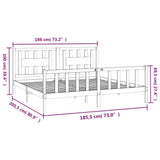 Bed Frame without Mattress Black Solid Wood Pine 183x203 cm King - Rear View