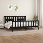 Bed Frame without Mattress Black Solid Wood Pine 183x203 cm King
