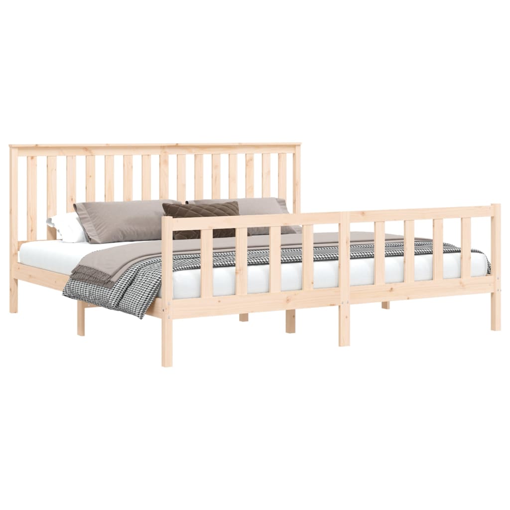 Bed Frame without Mattress Solid Wood Pine 183x203 cm King