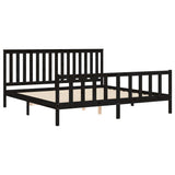 Bed Frame without Mattress Black Solid Wood Pine 183x203 cm King - Top-Down View