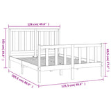 Bed Frame without Mattress Black Solid Wood Pine 183x203 cm King - Rear View