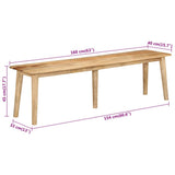 Bench 160x40x45 cm Solid Wood Mango - Low Angle