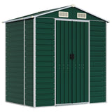 Garden Shed Green 191x130x198 cm Galvanised Steel - Front View