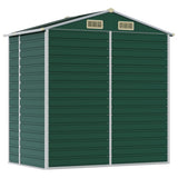 Garden Shed Green 191x130x198 cm Galvanised Steel - Close-Up Angle