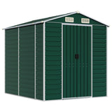 Garden Shed Green 191x215x198 cm Galvanised Steel - Front View