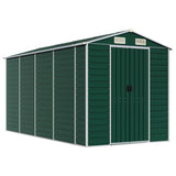 Garden Shed Green 191x385x198 cm Galvanised Steel - Front View
